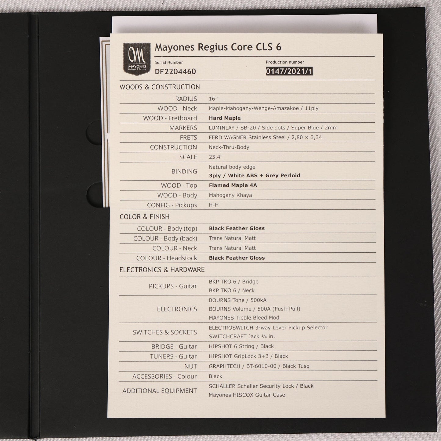 Mayones Regius Core CLS 6 Black Feather Gloss 2021