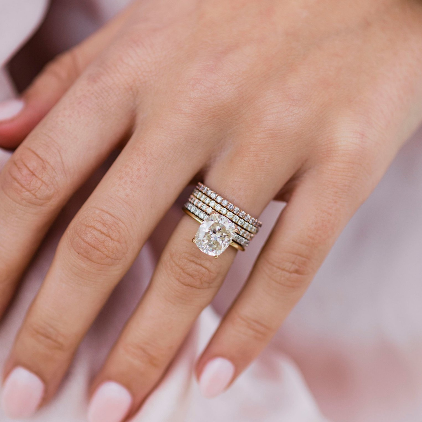 3.1 CT Elongated Cushion Solitaire Lab Grown Diamond Engagement Ring