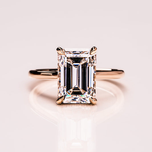 3.24 CT Emerald Hidden Halo Moissanite Engagement Ring