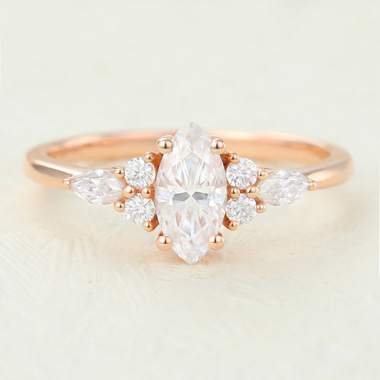 0.47 CT Marquise Cluster Lab-Grown Diamond Engagement Ring