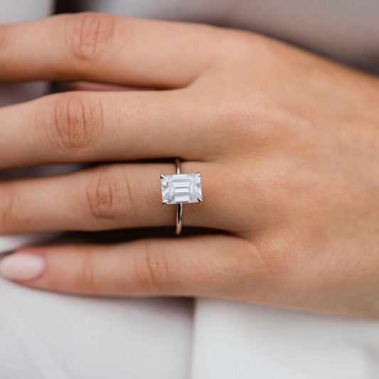 2.6 CT Emerald Solitaire Lab Grown Diamond Engagement Ring