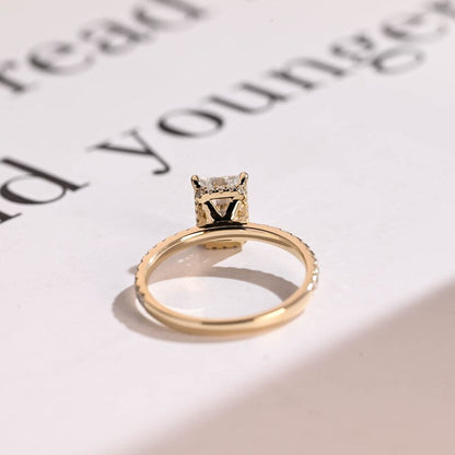 Stunning 1.0 - 2.0 CT Radiant Moissanite Engagement Ring with Pave & Hidden Halo Design 5