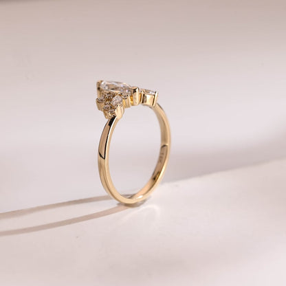 Stunning 1.0 - 2.0 CT Marquise Moissanite Engagement Ring with Cluster Design 6