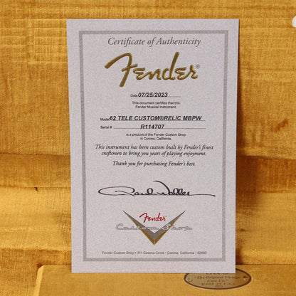 Fender Custom Shop 1962 Telecaster Custom Relic Fiesta Red over 3-Tone Sunburst Masterbuilt Paul Waller 2023