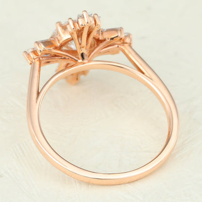 0.68 CT Round Vintage Cluster Moissanite Engagement Ring