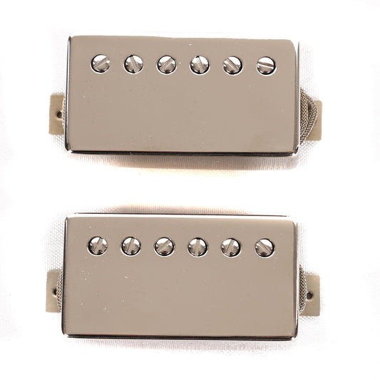 OX4 PAF Low-Wind Humbucker Pickup Set Nickel Covers Black Bobbins