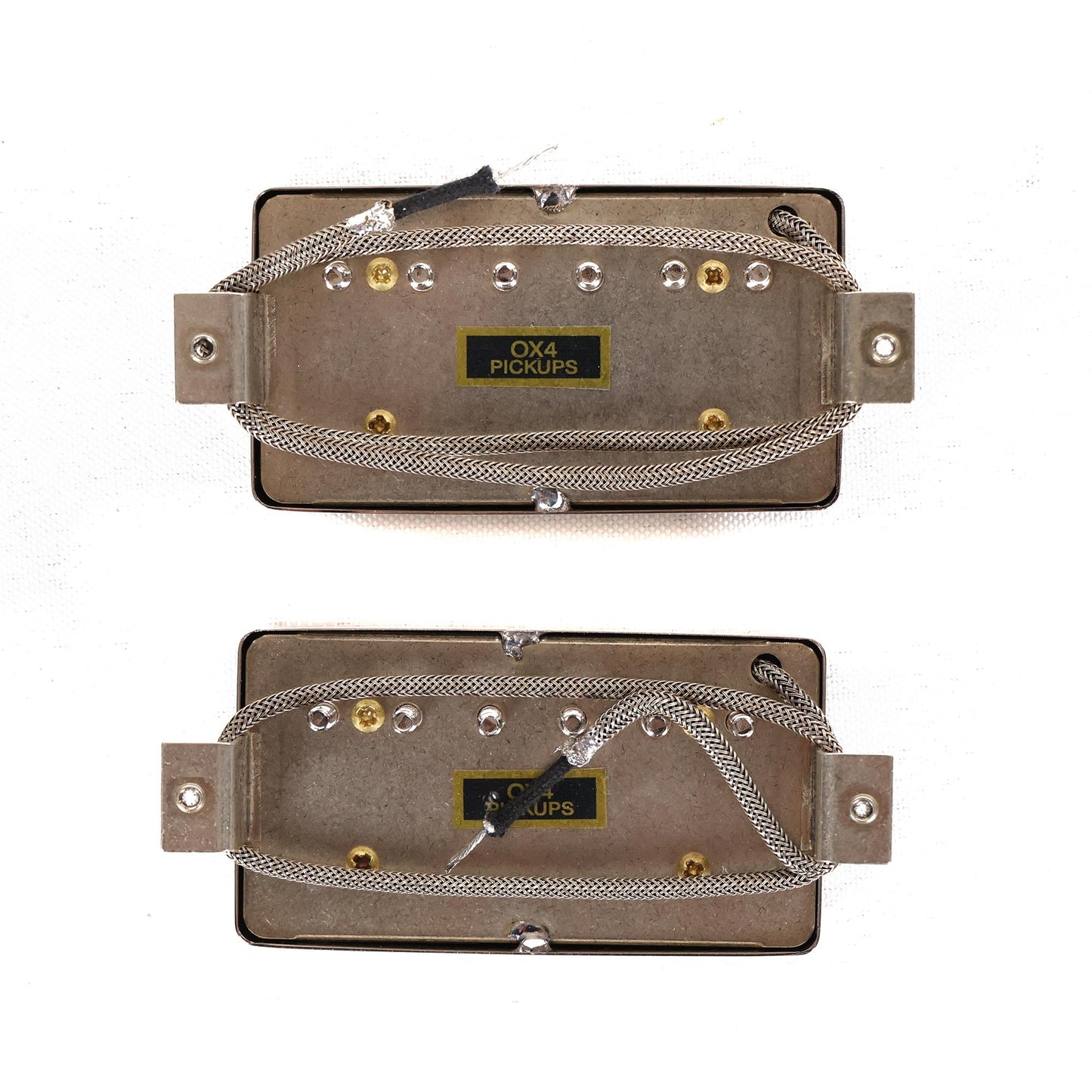 OX4 PAF Low-Wind Humbucker Pickup Set Nickel Covers Black Bobbins