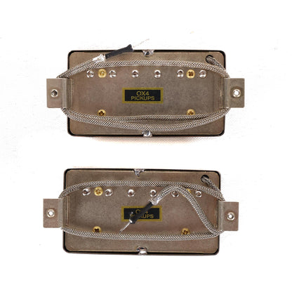 OX4 PAF Low-Wind Humbucker Pickup Set Nickel Covers Black Bobbins