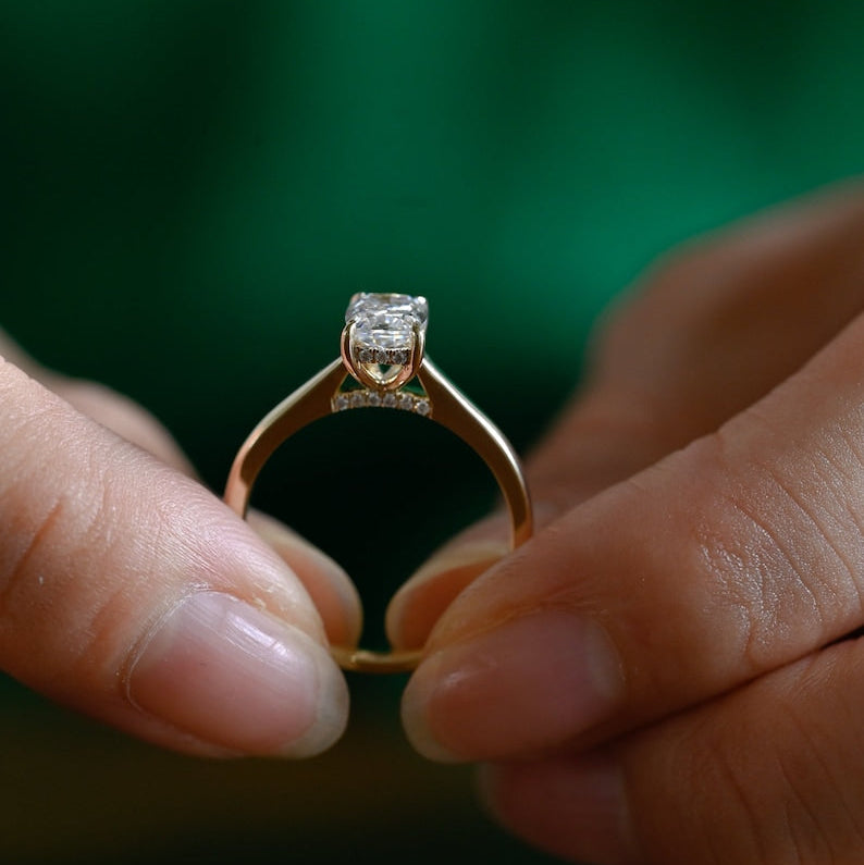 Stunning 1.5 - 2.5 CT Cushion Moissanite Engagement Ring with Hidden Halo Design 7