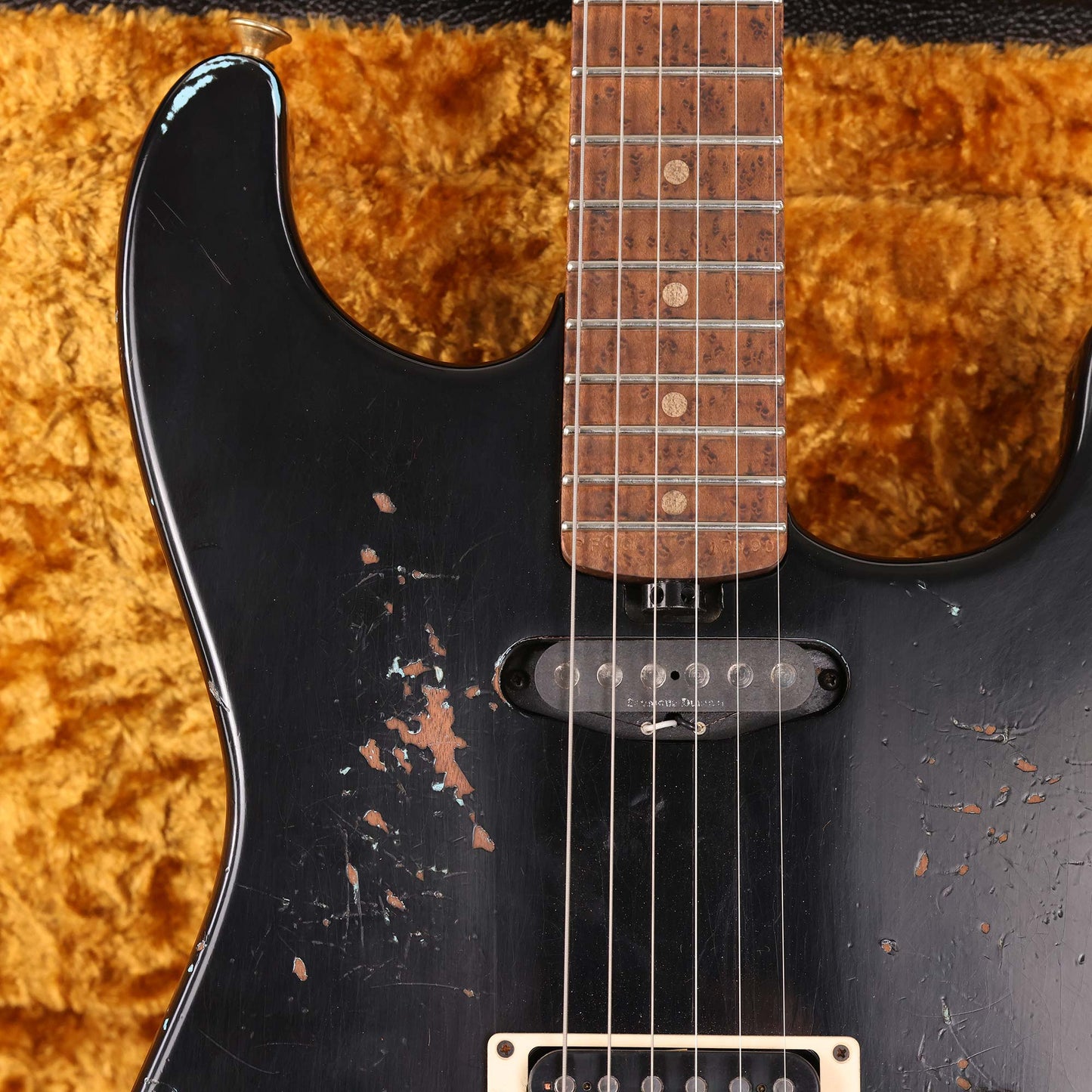 Charvel Custom Shop San Dimas Nitro Aged Roasted Mahogany Black over Daphne Blue Masterbuilt