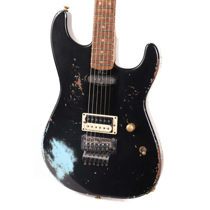 Charvel Custom Shop San Dimas Nitro Aged Roasted Mahogany Black over Daphne Blue Masterbuilt