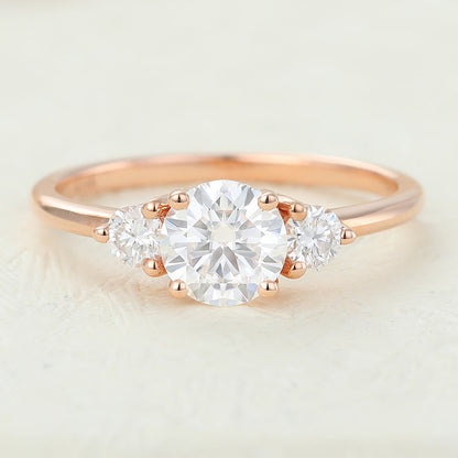 0.68 CT Round Three Stone Lab-Grown Diamond Engagement Ring