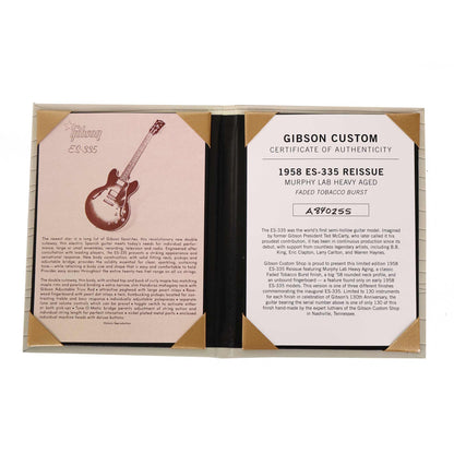 Gibson Custom Shop 1958 ES-335 Reissue Limited Edition Murphy Lab Heavy Aged Faded Tobacco Burst 2024
