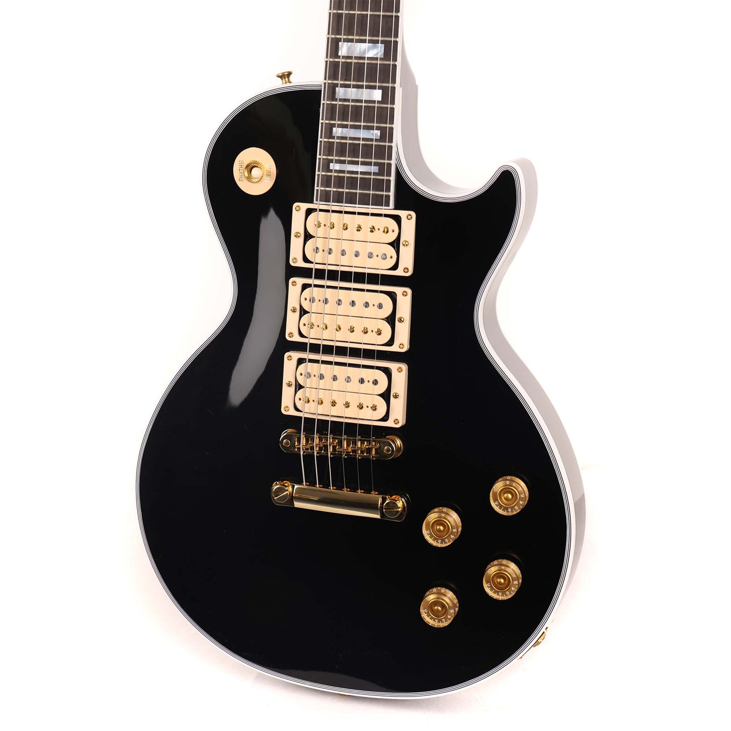 Gibson Custom Shop Les Paul Custom Guitar Made 2 Measure Ebony with Double Classic White Pickups