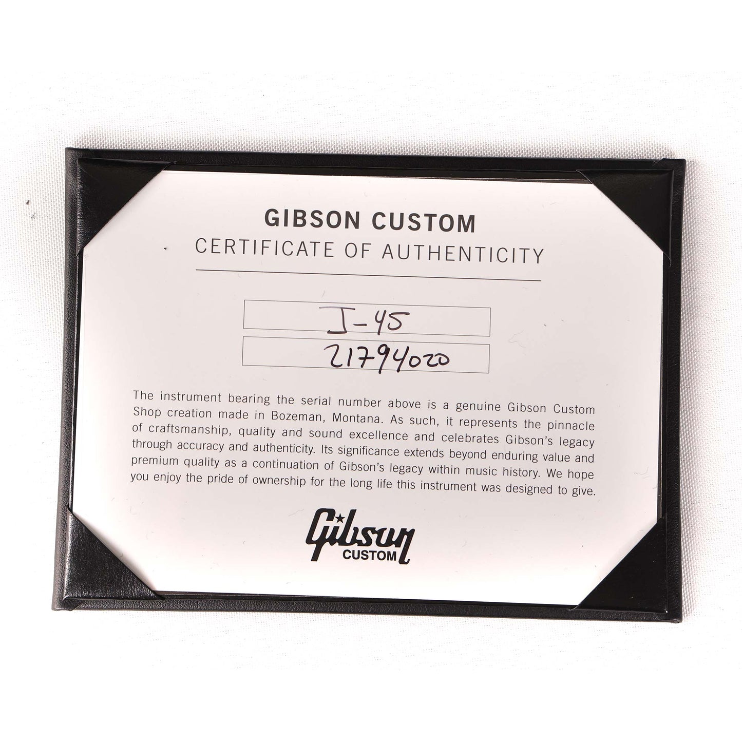 Gibson J-45 Ornate Acoustic Electric Made 2 Measure Ebony