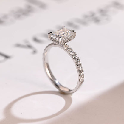 Stunning 1.5 - 2.5 CT Radiant Moissanite Engagement Ring with Pave & Hidden Halo Design 5
