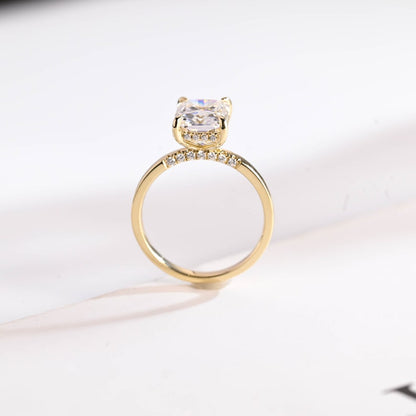 Stunning 1.5 - 2.5 CT Radiant Moissanite Engagement Ring with Pave & Hidden Halo Design 7