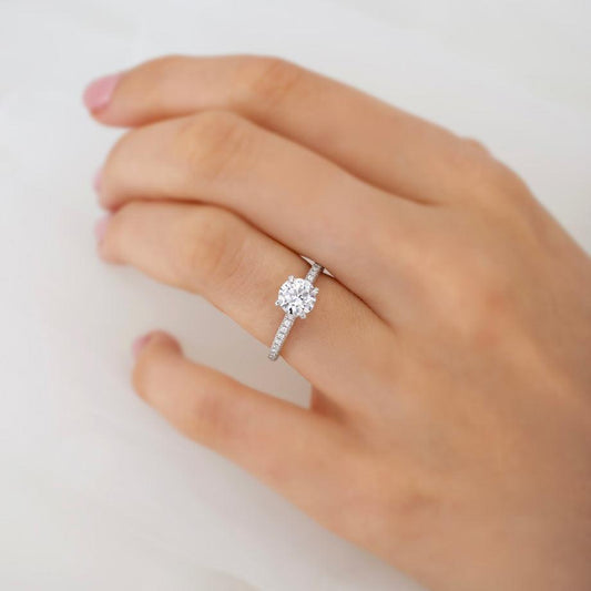 1.5 CT Round Pave Lab Grown Diamond Engagement Ring