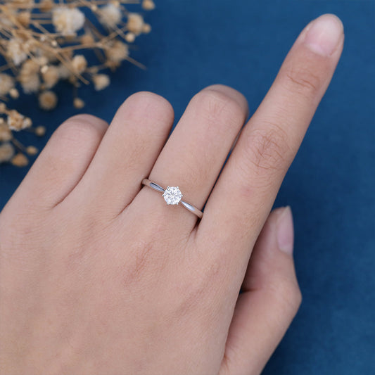 0.41 CT Round Solitaire Lab Grown Diamond Engagement Ring