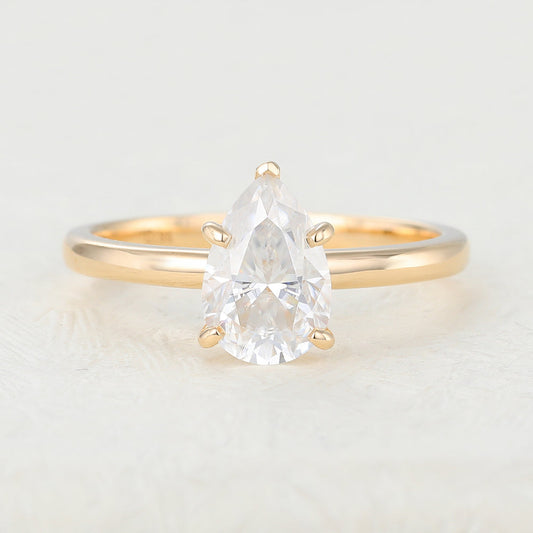1.5 CT Pear Solitaire Moissanite Engagement Ring