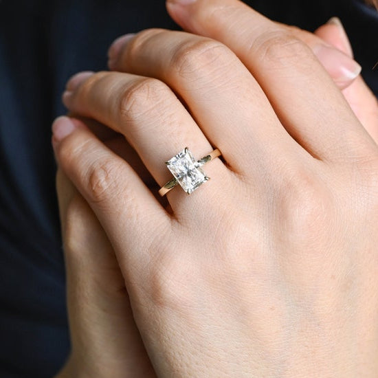 Stunning 1.5 - 2.5 CT Radiant Moissanite Engagement Ring with Pave & Hidden Halo Design 2