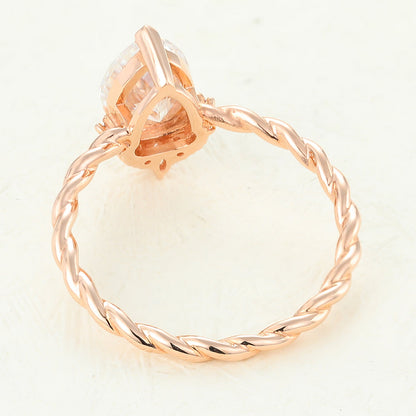 0.9 CT Pear Cluster & Twisted Shank Moissanite Engagement Ring