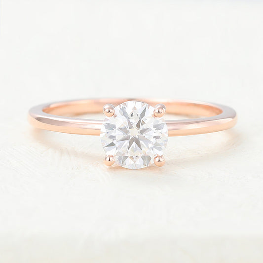 0.68 CT Round Solitaire Moissanite Engagement Ring
