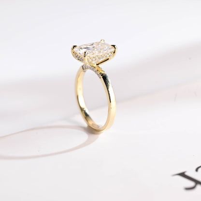 Stunning 1.5 - 2.5 CT Radiant Moissanite Engagement Ring with Pave & Hidden Halo Design 3