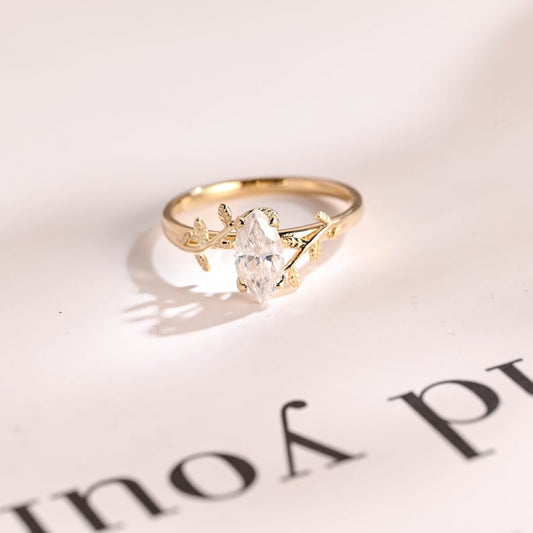 Stunning 1.0 - 2.0 CT Marquise Moissanite Engagement Ring with Solitaire Design 1